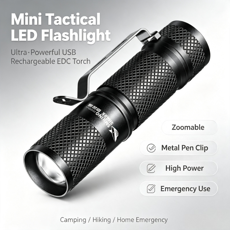 Edc Carry Flashlight - SMILING SHARK Ultra-Mocna Mini Taktyczna Latarka